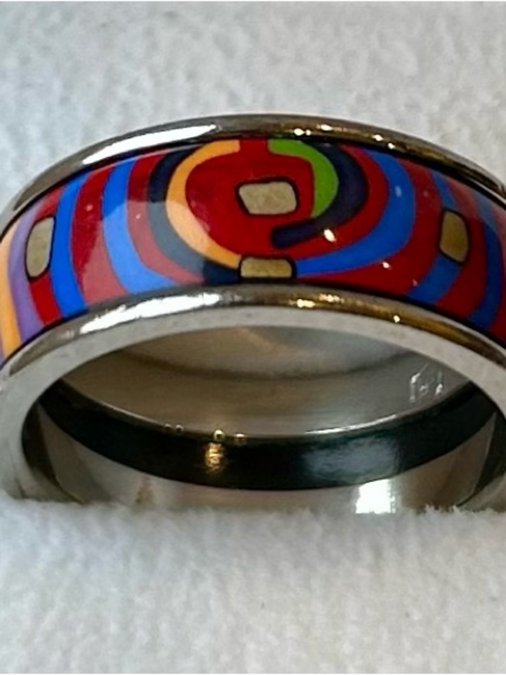FREYWILLE Ring 💍 - Hundertwasser “Spiral of Life” Miss Ring Fire Enamel Silver - Picture 7 of 13